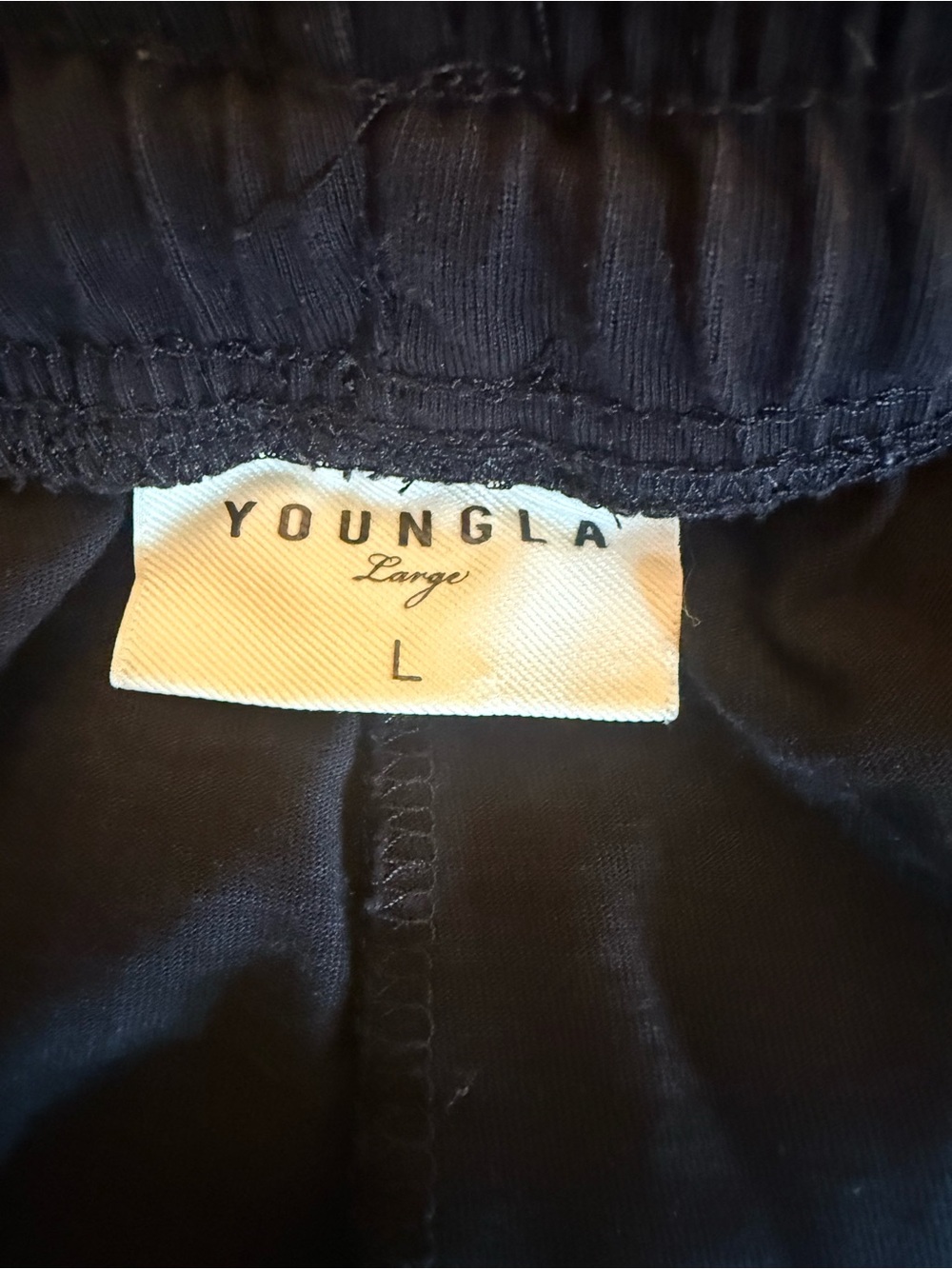 YoungLA Black Sweatpants with White Drawstring and Logo - Picture 2 of 4